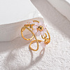 304 Stainless Steel Cuff Rings with Glass Crystal RJEW-V010-04G-1