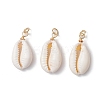 Natural Cowrie Shell Pendants PALLOY-JF03712-03-1