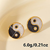 Retro Chinese Style 304 Stainless Steel Flat Round with Yin-yang Stud Earrings MT2482-2-2