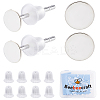 10 Pairs 925 Sterling Silver Flat Pad Stud Earring Settings STER-BBC0006-58B-S-1