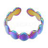 Ion Plating(IP) 304 Stainless Steel Shell Wrap Open Cuff Ring for Women RJEW-N038-100M-2