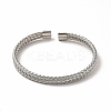 304 Stainless Steel Flat Mesh Chain Shape Open Cuff Bangle for Women BJEW-C033-08P-2