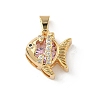 Brass Micro Pave Cubic Zirconia Fish Charms KK-Z136-49G-02-1
