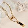 Ion Plating(IP) 304 Stainless Steel Black Enamel Rectangle Pendant Chain Necklaces for Women NJEW-M078-04-2