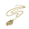 304 Stainless Steel Fan Pendant Cable Chain Necklaces NJEW-H044-06G-2