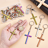 16Pcs 4 Colors Alloy Cross Charm Keychains KEYC-PH01546-4