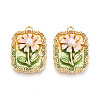 Rack Plating Alloy Enamel and ABS Imitation Pearl Pendants ENAM-T024-82A-G-1