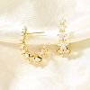 Star Brass Micro Pave Clear Cubic Zirconia Stud Earrings EJEW-R018-02G-2