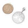 201 Stainless Steel Flat Round with Tree of Life Pendant Decorations HJEW-JM02521-3
