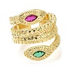 Rack Plating Brass Micro Pave Cubic Zirconia Open Cuff Rings for Women RJEW-M022-01G-01-2