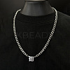 304 Stainless Steel Initial Pendant Cuban Link Chain Necklaces FS-WGB15F2-26-1