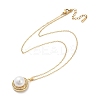 Half Round Brass Micro Pave Cubic Zirconia Pendant Neckalces for Women NJEW-C076-07G-4
