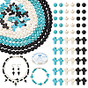DIY Synthetic Turquoise Round & Cross Bracelets Making Kits DIY-NB0012-31-1