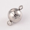Tarnish Resistant Round 304 Stainless Steel Magnetic Clasps with Loops LS-STAS-N014-01-12mm-1