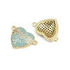 Brass Micro Pave Cubic Zirconia Heart Connector Charms KK-C114-26A-G-2