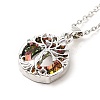 Colorful Glass Donut with Tree of Life Pendant Necklace LS-NJEW-J008-01B-P-2