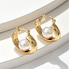 304 Stainless Steel & ABS Plastic Imitation Pearl Huggie Hoop Earrings EJEW-S253-24G-2
