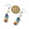 Natural Pearl & Dyed Lava Rock Disc Beaded Dangle Earrings EJEW-JE05563-3