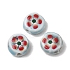 Flat Round Handmade Floral Porcelain Beads PR-CBA03B0-02A-1