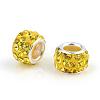 Polymer Clay Rhinestone European Beads CPDL-T001-13-1