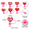 12Pcs 6 Styles Valentine's Day Theme PVC & Silicone Dustproof Straw Cap AJEW-CJ0001-26-2