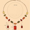 Rectangle Horse Eye Alloy & Resin Pendant Necklaces & Dangle Earrings Sets FS-WGE4E7B-01-3