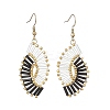 Glass Braided Beads Dangle Earrings EJEW-MZ00746-01-3
