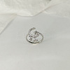 Star & Moon Rhodium Plated 925 Sterling Silver Micro Pave Clear Cubic Zirconia Cuff Rings FS-WGB6FCD-01-5