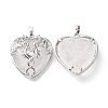 Natural Quartz Crystal Heart Pendant Rhinestone Settings G-K339-01P-05-2