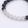 Natural Lava Rock and Gemstone Stretch Bracelets BJEW-JB03633-3