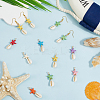 40Pcs Starfish Dyed Synthetic Turquoise & Natural Cowrie Shell Pendants PALLOY-SC0004-41-3