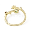 Colorful Cubic Zirconia Double Star Open Cuff Ring RJEW-F129-07G-3