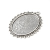 Tibetan Style Antique Silver Alloy Flat Oval Pendant Cabochon Settings TIBEP-M022-40AS-2