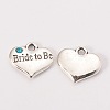 Wedding Theme Antique Silver Tone Tibetan Style Heart with Bride to Be Rhinestone Charms TIBEP-N005-10C-1