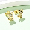 Brass Micro Pave Cubic Zirconia Cat Shape Stud Earrings EJEW-K267-30G-1