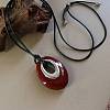 Brass Enamel Teardrop Pendant Adjustable Cotton Cord Long Necklaces for Women WGF87EC-02-1