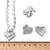 Heart 304 Stainless Steel Pendant Necklaces & Stud Earrings & Cuff Ring Sets for Women SJEW-F226-01P-3