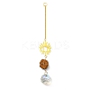 Wire Wrapped Nuggets Natural Tiger Eye Pendant Decorations HJEW-C008-02E-G-1