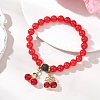Lampwork & Alloy Rhinestone Charms Bracelets BJEW-JB13269-1