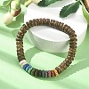 Dyed Natural Lava Rock & Coconut Rondelle Beaded Stretch Bracelet BJEW-JB09678-2