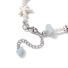 Summer Natural Dyed Aquamarine & Round White Jade & Natural Sea Shell & Shell Pearl & Synthetic Turquoise Starfish Beaded Anklets AJEW-AN00693-5
