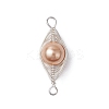 Copper Wire Wrapped Shell Pearl Connector Charms PALLOY-JF03114-01-3