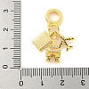 Rack Plating Brass Micro Pave Cubic Zirconia European Dangle Charms KK-P270-02F-G-3
