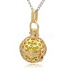 Golden Tone Brass Hollow Round Cage Pendants KK-J232-07G-2