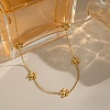 304 Stainless Steel Crystal Rhinestone Flower Link Chain Necklaces for Women NJEW-A059-02G-1