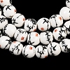 Handmade Flower Printed Porcelain Ceramic Beads Strands PORC-M006-8mm-02-2