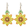 304 Stainless Steel Glass Flower Dangle Earrings EJEW-MZ00519-3