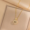 Heart 304 Stainless Steel Micro Pave Cubic Zirconia Pendant Necklaces for Women LS-NJEW-D288-05G-1