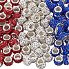 120Pcs 3 Colors Polymer Clay Rhinestone European Large Hole Beads with Silver Color Plated Brass Cores FPDL-LT0001-01A-7