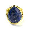Teardrop Natural Gemstone Open Cuff Rings RJEW-C087-01G-3